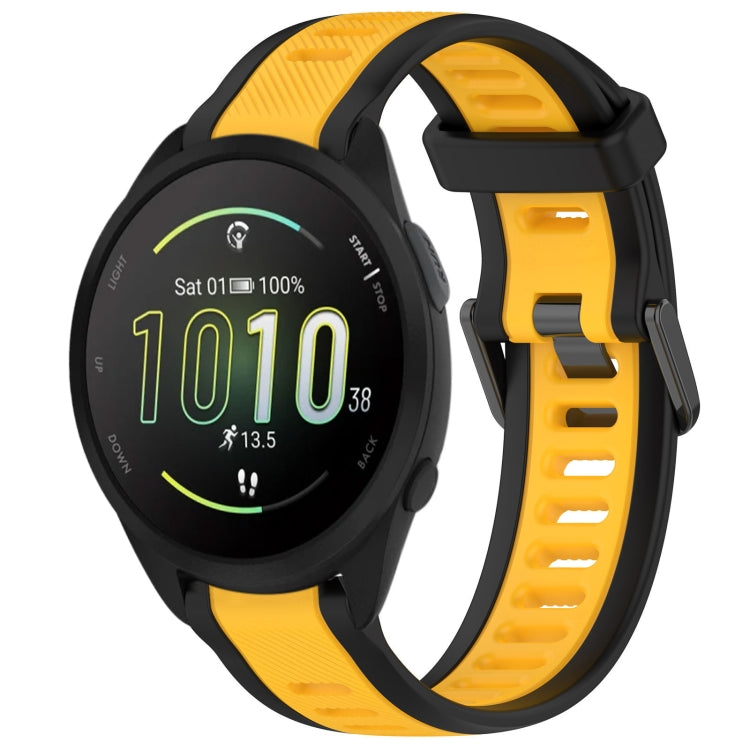 For Garmin Forerunner 165 Music 20mm Two Color Textured Silicone Watch Band(Yellow+Black) - Watch Bands by PMC Jewellery | Online Shopping South Africa | PMC Jewellery