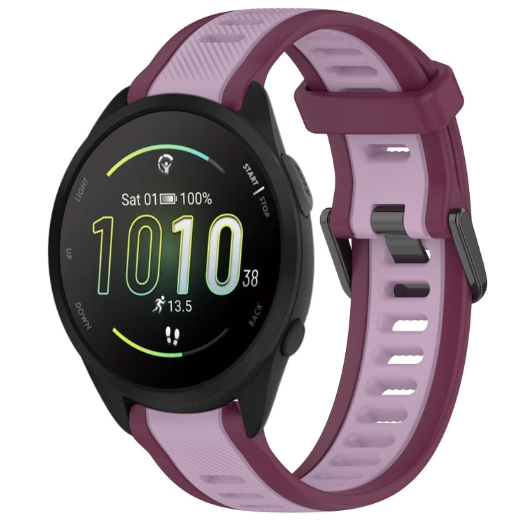 For Garmin Forerunner 165 Music 20mm Two Color Textured Silicone Watch Band(Purple) - Watch Bands by PMC Jewellery | Online Shopping South Africa | PMC Jewellery
