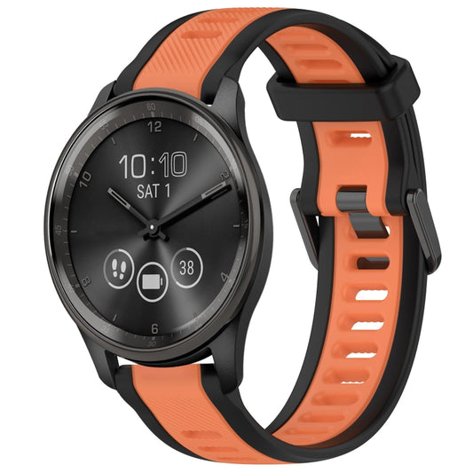 For Garmin VivoMove Trend 20mm Two Color Textured Silicone Watch Band(Orange+Black) - Watch Bands by PMC Jewellery | Online Shopping South Africa | PMC Jewellery