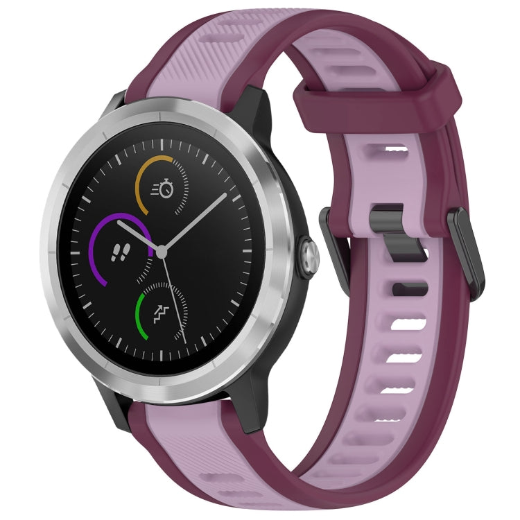 For Garmin Vivoactive 3 20mm Two Color Textured Silicone Watch Band(Purple) - Watch Bands by PMC Jewellery | Online Shopping South Africa | PMC Jewellery