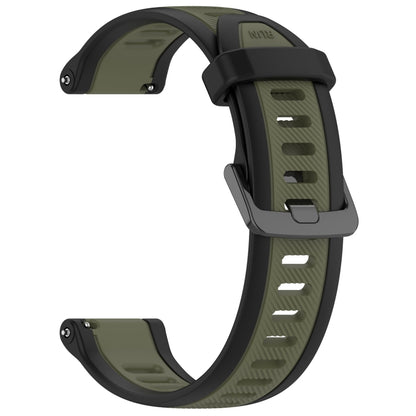 For Garmin Forerunner 55 20mm Two Color Textured Silicone Watch Band(Green+Black) - Watch Bands by PMC Jewellery | Online Shopping South Africa | PMC Jewellery