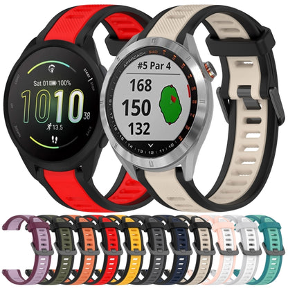 For Garmin Forerunner 165 Music 20mm Two Color Textured Silicone Watch Band(Green+Black) - Watch Bands by PMC Jewellery | Online Shopping South Africa | PMC Jewellery