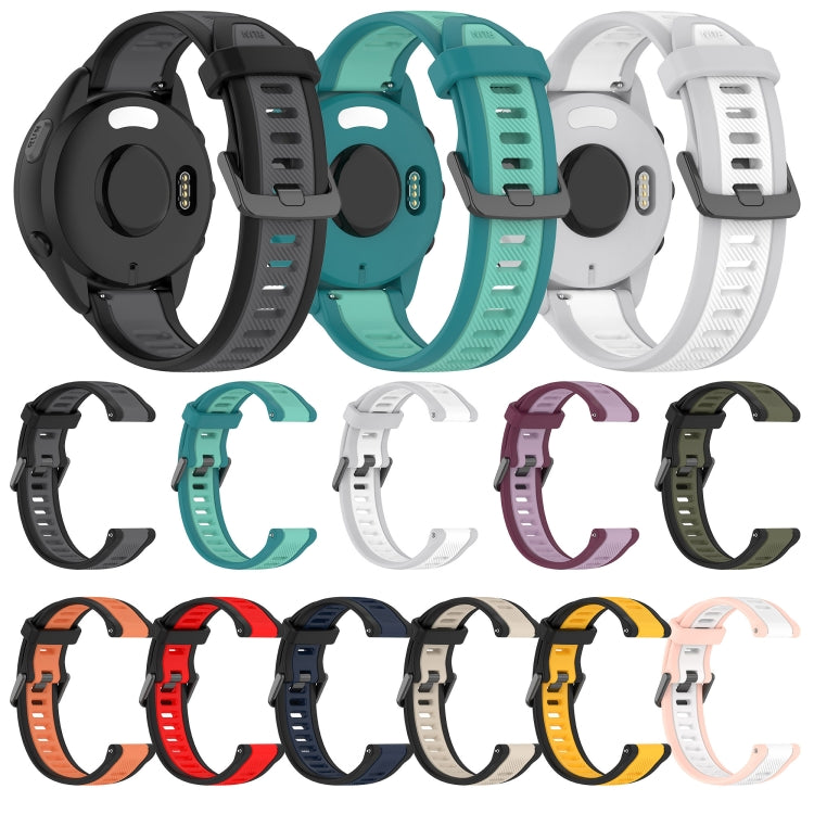 For Garmin Forerunner 165 Music 20mm Two Color Textured Silicone Watch Band(Teal) - Watch Bands by PMC Jewellery | Online Shopping South Africa | PMC Jewellery
