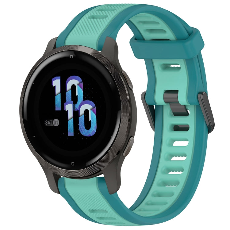 For Garmin Venu 2S 18mm Two Color Textured Silicone Watch Band(Teal) - Watch Bands by PMC Jewellery | Online Shopping South Africa | PMC Jewellery