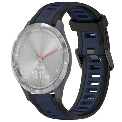 For Garmin Vivomove 3S 18mm Two Color Textured Silicone Watch Band(Midnight Blue+Black) - Watch Bands by PMC Jewellery | Online Shopping South Africa | PMC Jewellery