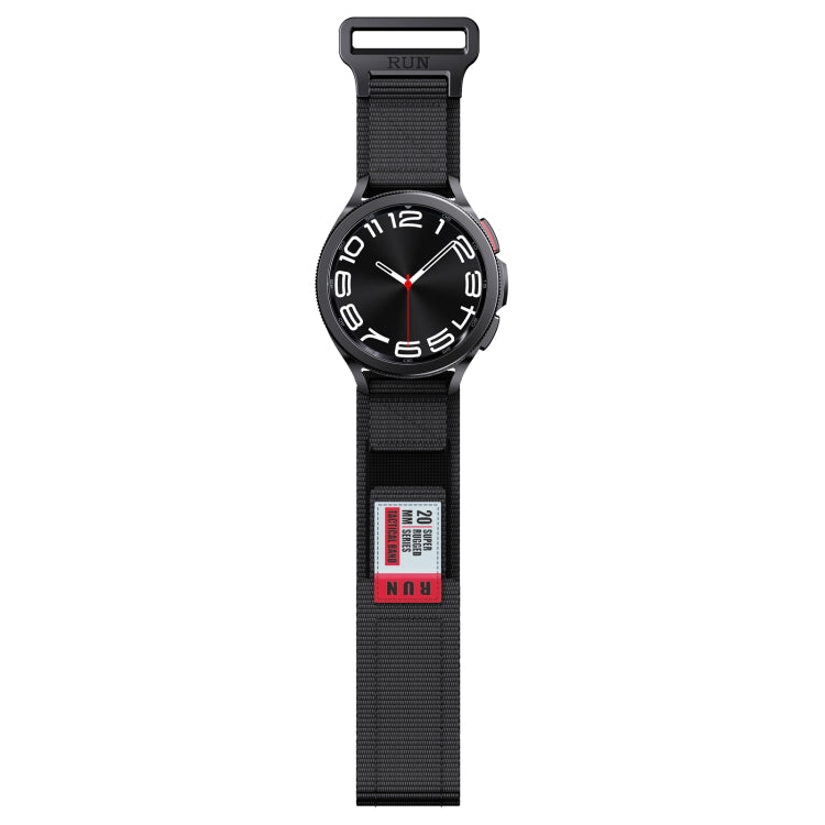 20mm Two Color Nylon Canvas Hook And Loop Fastener Watch Band(Black+Red) - 20mm Bands by PMC Jewellery | Online Shopping South Africa | PMC Jewellery