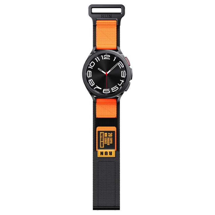 20mm Two Color Nylon Canvas Hook And Loop Fastener Watch Band(Black+Orange) - 20mm Bands by PMC Jewellery | Online Shopping South Africa | PMC Jewellery