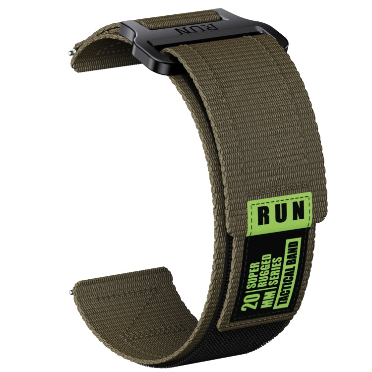 22mm Two Color Nylon Canvas Hook And Loop Fastener Watch Band(Army Green+Black) - 22mm Bands by PMC Jewellery | Online Shopping South Africa | PMC Jewellery