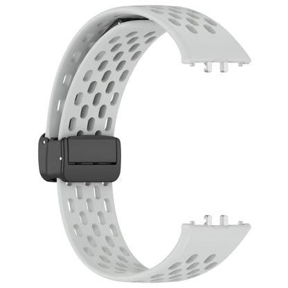 For Samsung Galaxy Fit 3 Hole Style Magnetic Folding Buckle Silicone Watch Band(Light Gray) - Watch Bands by PMC Jewellery | Online Shopping South Africa | PMC Jewellery