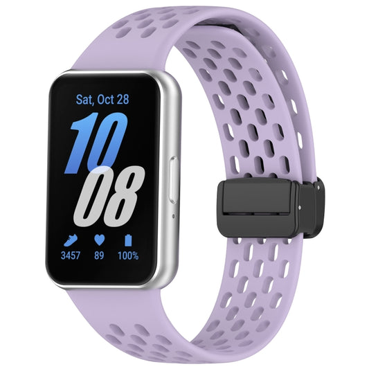 For Samsung Galaxy Fit 3 Hole Style Magnetic Folding Buckle Silicone Watch Band(Purple) - Watch Bands by PMC Jewellery | Online Shopping South Africa | PMC Jewellery