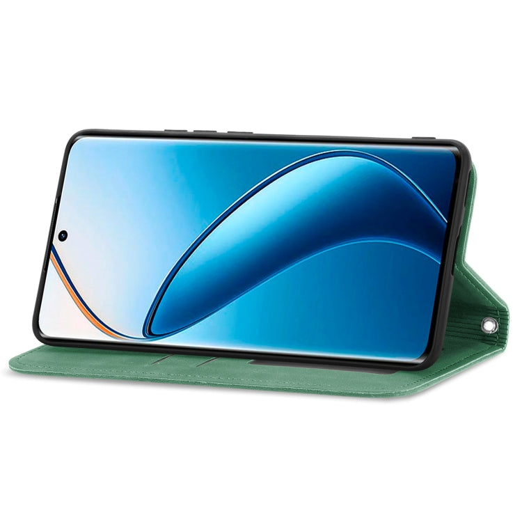 For Realme 12 Pro Retro Skin Feel Magnetic Leather Phone Case(Green) - Realme Cases by PMC Jewellery | Online Shopping South Africa | PMC Jewellery | Buy Now Pay Later Mobicred