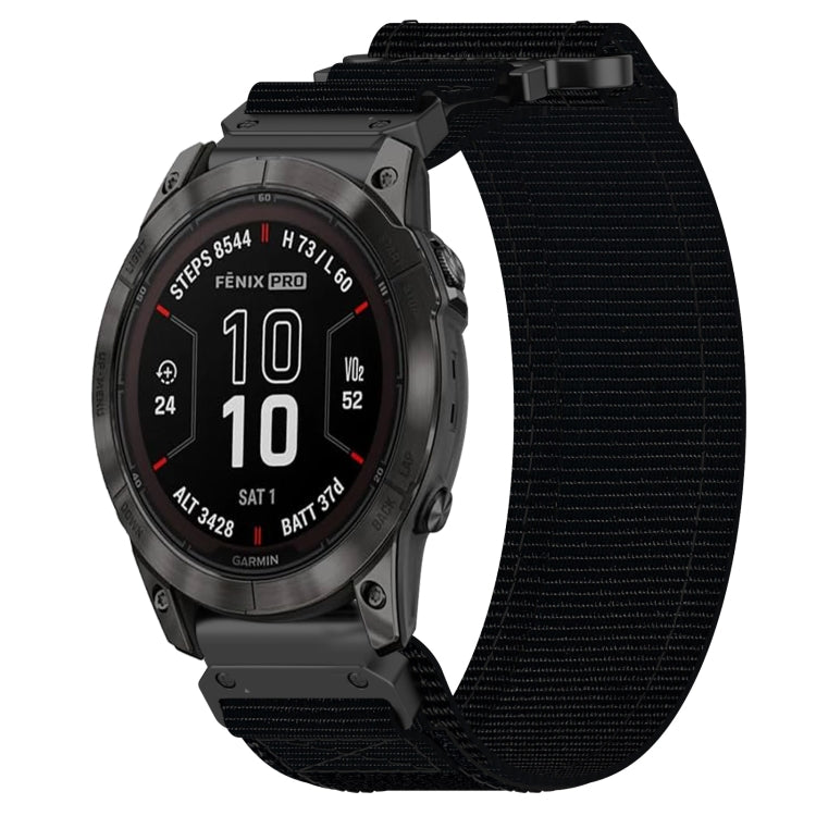 For Garmin Fenix 7 Pro 47mm 22mm Nylon Hook And Loop Fastener Watch Band(Black) - Watch Bands by PMC Jewellery | Online Shopping South Africa | PMC Jewellery