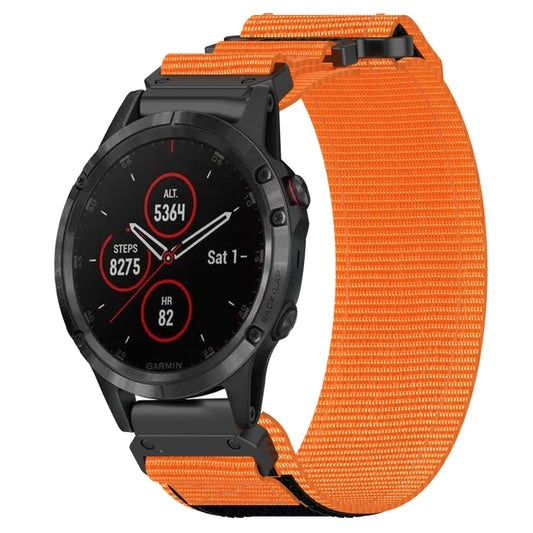 For Garmin Fenix 5 Plus 22mm Nylon Hook And Loop Fastener Watch Band(Orange) - Watch Bands by PMC Jewellery | Online Shopping South Africa | PMC Jewellery