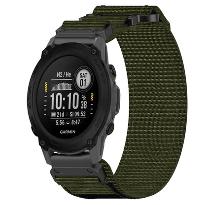 For Garmin Descent G1 22mm Nylon Hook And Loop Fastener Watch Band(Army Green) - Watch Bands by PMC Jewellery | Online Shopping South Africa | PMC Jewellery