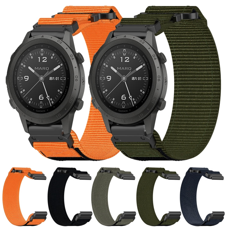 For Garmin MARQ Commander 22mm Nylon Hook And Loop Fastener Watch Band(Army Green) - Watch Bands by PMC Jewellery | Online Shopping South Africa | PMC Jewellery