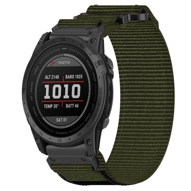 For Garmin Tactix 7 Pro 26mm Nylon Hook And Loop Fastener Watch Band(Army Green) - Watch Bands by PMC Jewellery | Online Shopping South Africa | PMC Jewellery