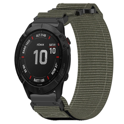 For Garmin Fenix 6X Sapphire 26mm Nylon Hook And Loop Fastener Watch Band(Grey) - Watch Bands by PMC Jewellery | Online Shopping South Africa | PMC Jewellery