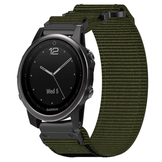 For Garmin Fenix 5S Plus 20mm Nylon Hook And Loop Fastener Watch Band(Army Green) - Watch Bands by PMC Jewellery | Online Shopping South Africa | PMC Jewellery