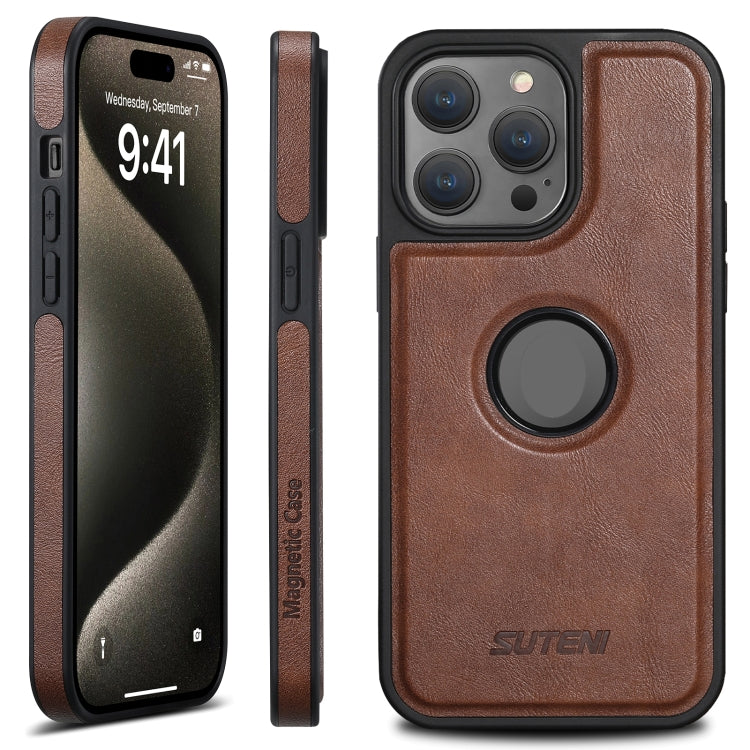 For iPhone 16 Pro Suteni G1 Magsafe Leather Back Phone Case(Brown) - iPhone 16 Pro Cases by Suteni | Online Shopping South Africa | PMC Jewellery | Buy Now Pay Later Mobicred