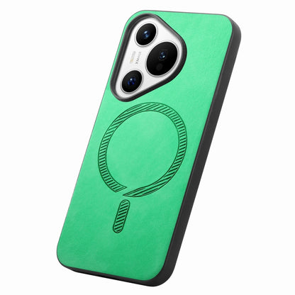 For Huawei  Pura 70 Solid Color Retro Magsafe PU Back Cover Phone Case(Green) - Huawei Cases by PMC Jewellery | Online Shopping South Africa | PMC Jewellery | Buy Now Pay Later Mobicred