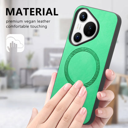 For Huawei  Pura 70 Solid Color Retro Magsafe PU Back Cover Phone Case(Green) - Huawei Cases by PMC Jewellery | Online Shopping South Africa | PMC Jewellery | Buy Now Pay Later Mobicred