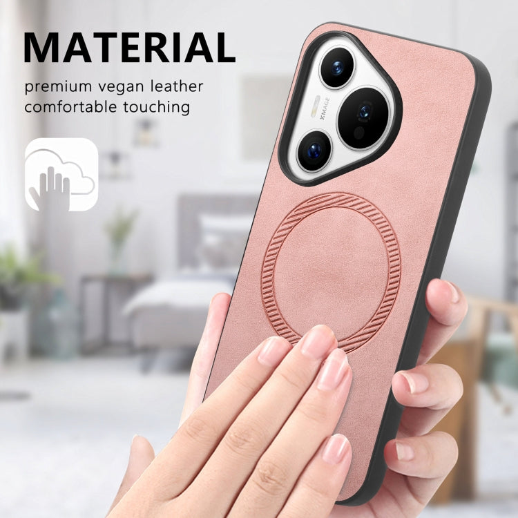 For Huawei Pura 70 Pro+ Solid Color Retro Magsafe PU Back Cover Phone Case(Pink) - Huawei Cases by PMC Jewellery | Online Shopping South Africa | PMC Jewellery | Buy Now Pay Later Mobicred