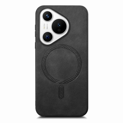 For Huawei Pura 70 Pro+ Solid Color Retro Magsafe PU Back Cover Phone Case(Black) - Huawei Cases by PMC Jewellery | Online Shopping South Africa | PMC Jewellery | Buy Now Pay Later Mobicred