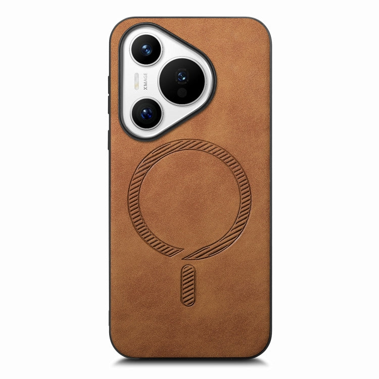 For Huawei Pura 70 Ultra Solid Color Retro Magsafe PU Back Cover Phone Case(Brown) - Huawei Cases by PMC Jewellery | Online Shopping South Africa | PMC Jewellery | Buy Now Pay Later Mobicred