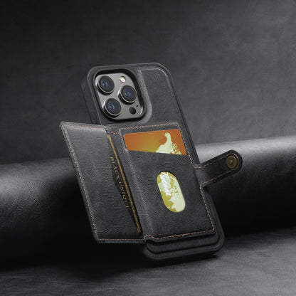 For iPhone 13 Suteni M1 Oil Wax MagSafe Detachable Horizontal Card Bag Phone Case(Black) - iPhone 13 Cases by Suteni | Online Shopping South Africa | PMC Jewellery | Buy Now Pay Later Mobicred