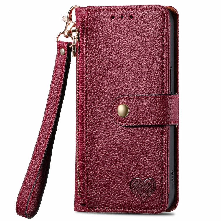 For Motorola Moto G Play 2024 Love Zipper Lanyard Leather Phone Case(Red) - Motorola Cases by PMC Jewellery | Online Shopping South Africa | PMC Jewellery | Buy Now Pay Later Mobicred