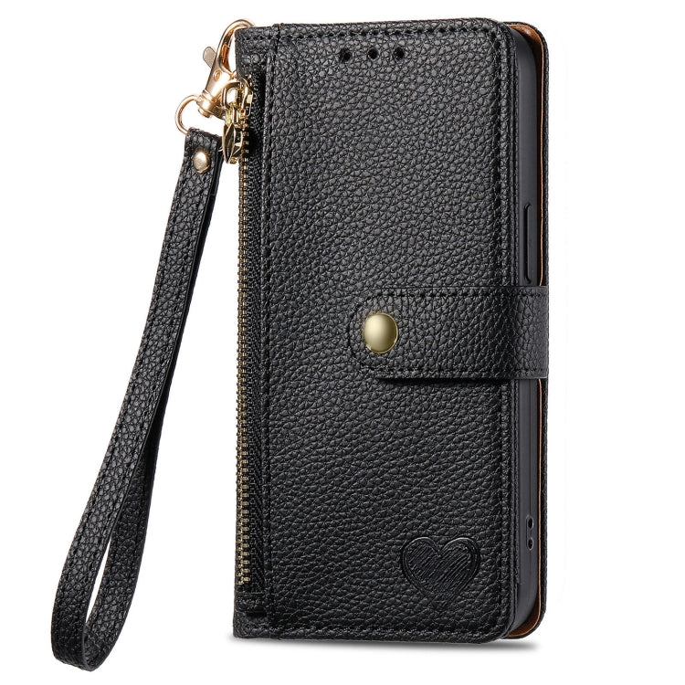 For Motorola Moto G Power 5G 2024 Love Zipper Lanyard Leather Phone Case(Black) - Motorola Cases by PMC Jewellery | Online Shopping South Africa | PMC Jewellery | Buy Now Pay Later Mobicred