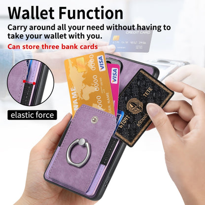 For Huawei Pura 70 Ultra Retro Skin-feel Ring Card Wallet Phone Case(Purple) - Huawei Cases by PMC Jewellery | Online Shopping South Africa | PMC Jewellery | Buy Now Pay Later Mobicred