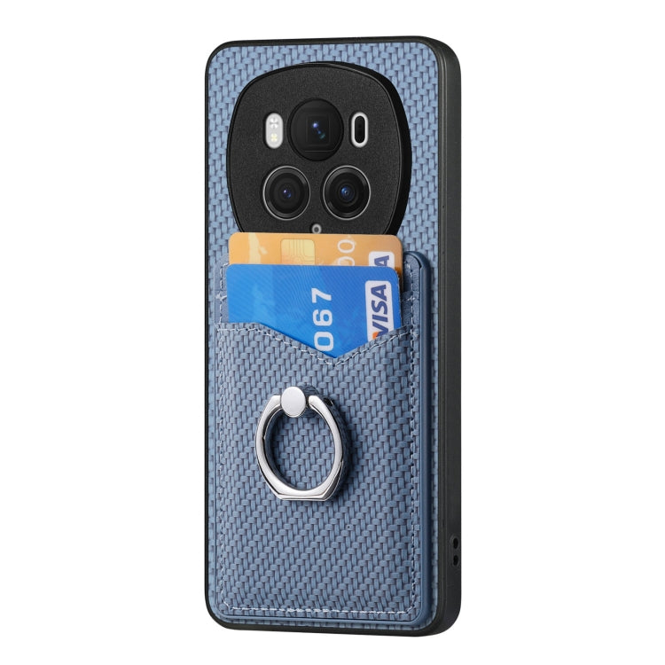 For Honor Magic6 Pro Carbon Fiber Card Wallet Ring Phone Case(Blue) - Honor Cases by PMC Jewellery | Online Shopping South Africa | PMC Jewellery | Buy Now Pay Later Mobicred