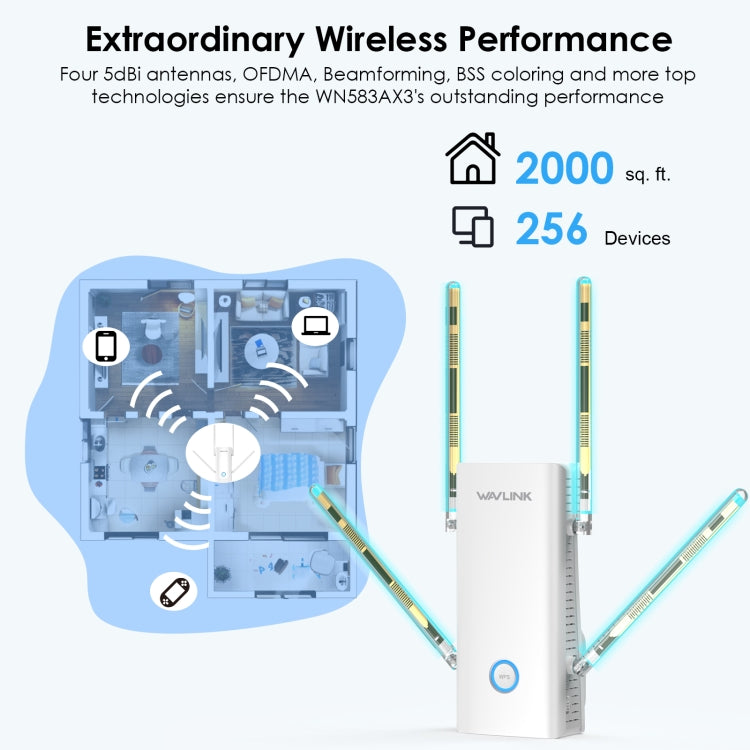 Wavlink WN583AX3 AX3000 Dual Band WiFi Repeater/AP/Router/Mesh Mode WiFi Extender, Plug:UK Plug - Wireless Routers by WAVLINK | Online Shopping South Africa | PMC Jewellery | Buy Now Pay Later Mobicred