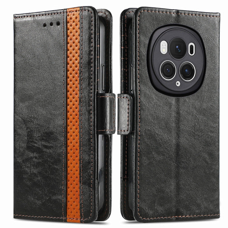 For Honor Magic6 Pro CaseNeo Splicing Dual Magnetic Buckle Leather Phone Case(Black) - Honor Cases by PMC Jewellery | Online Shopping South Africa | PMC Jewellery | Buy Now Pay Later Mobicred