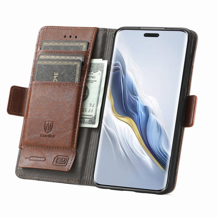 For Honor Magic6 Pro CaseNeo Splicing Dual Magnetic Buckle Leather Phone Case(Brown) - Honor Cases by PMC Jewellery | Online Shopping South Africa | PMC Jewellery | Buy Now Pay Later Mobicred