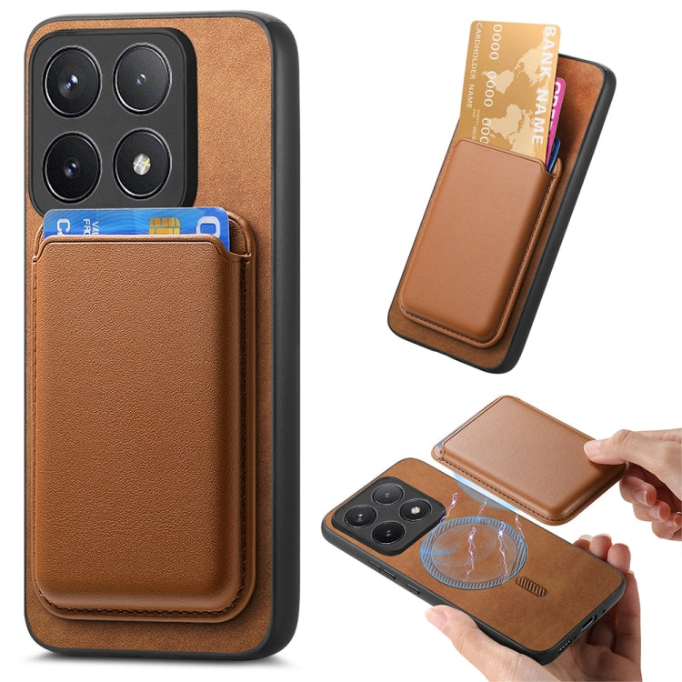 For Xiaomi Redmi K70 / K70 Pro 5G Retro Magsafe Card Bag PU Back Cover Phone Case(Brown) - K70 Pro Cases by PMC Jewellery | Online Shopping South Africa | PMC Jewellery | Buy Now Pay Later Mobicred