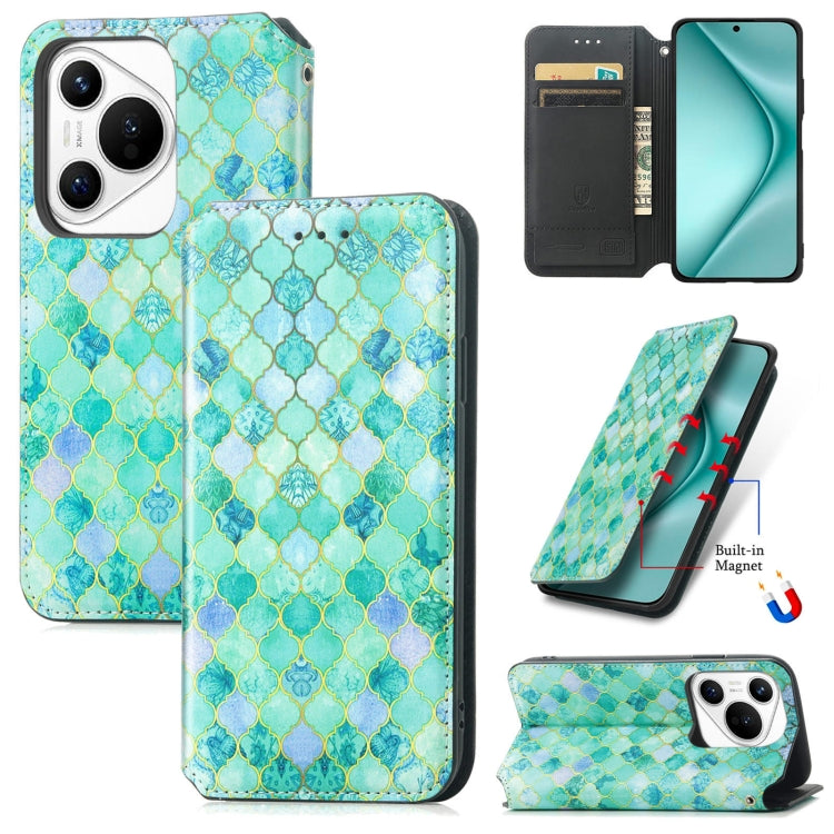 For Huawei Pura 70 CaseNeo Colorful Magnetic Leather Phone Case(Emerald) - Huawei Cases by PMC Jewellery | Online Shopping South Africa | PMC Jewellery | Buy Now Pay Later Mobicred