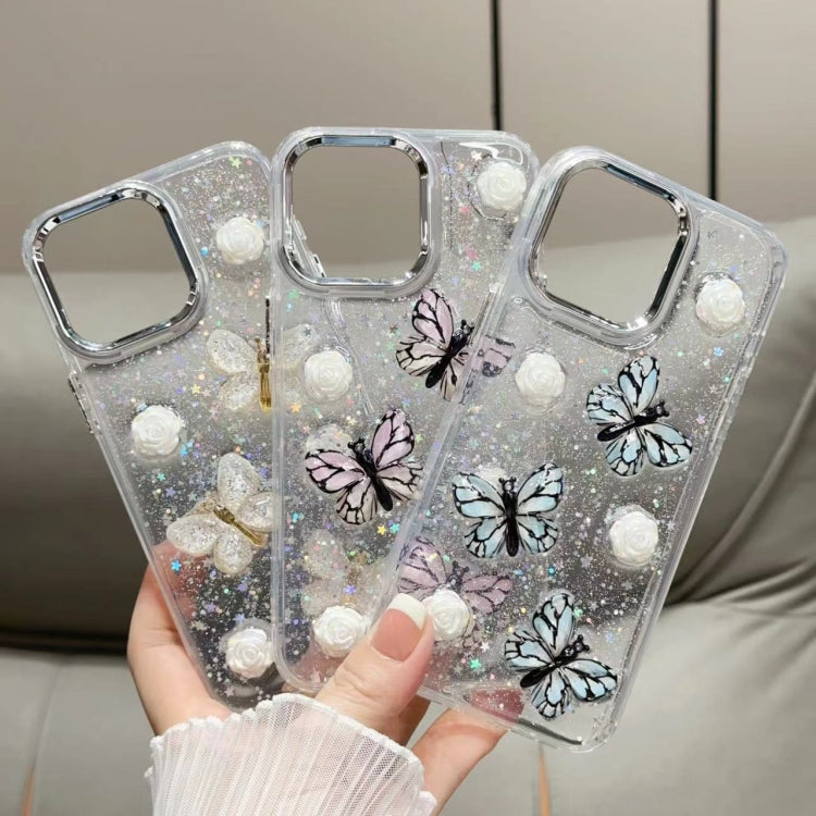 For iPhone 16 Plus Glitter 3D Butterfly TPU Phone Case(Blue) - iPhone 16 Plus Cases by PMC Jewellery | Online Shopping South Africa | PMC Jewellery | Buy Now Pay Later Mobicred