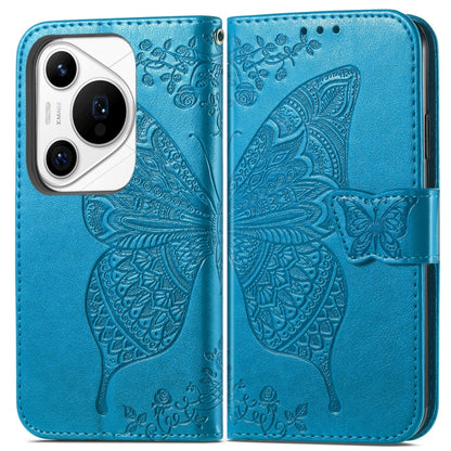 For Huawei Pura 70 Pro+ Butterfly Love Flower Embossed Leather Phone Case(Blue) - Huawei Cases by PMC Jewellery | Online Shopping South Africa | PMC Jewellery | Buy Now Pay Later Mobicred