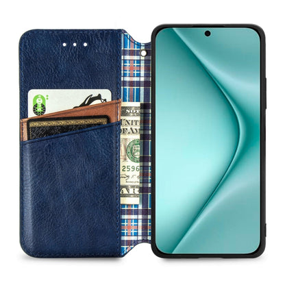 For Huawei Pura 70 Pro Cubic Grid Pressed Magnetic Leather Phone Case(Blue) - Huawei Cases by PMC Jewellery | Online Shopping South Africa | PMC Jewellery | Buy Now Pay Later Mobicred