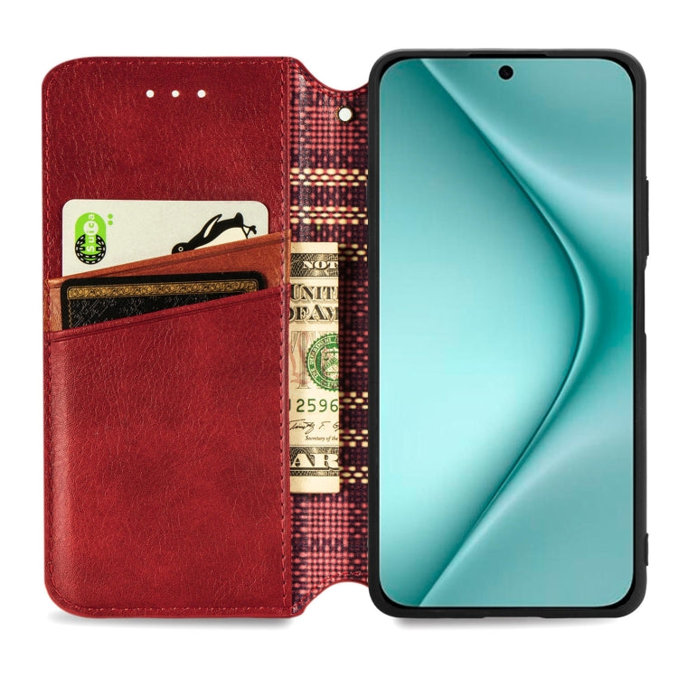 For Huawei Pura 70 Pro Cubic Grid Pressed Magnetic Leather Phone Case(Red) - Huawei Cases by PMC Jewellery | Online Shopping South Africa | PMC Jewellery | Buy Now Pay Later Mobicred