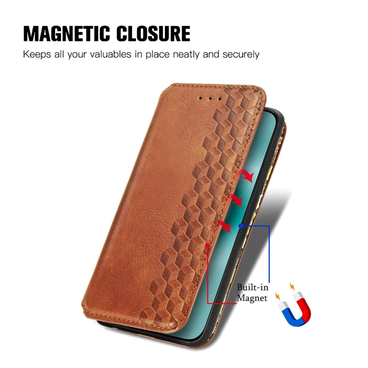 For Huawei Pura 70 Pro+ Cubic Grid Pressed Magnetic Leather Phone Case(Brown) - Huawei Cases by PMC Jewellery | Online Shopping South Africa | PMC Jewellery | Buy Now Pay Later Mobicred