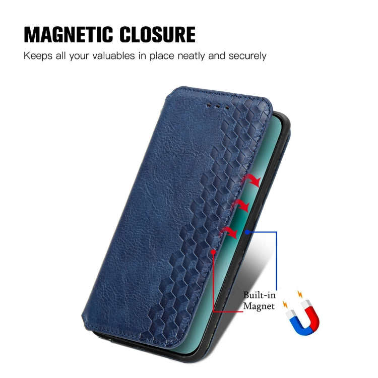 For Huawei Pura 70 Ultra Cubic Grid Pressed Magnetic Leather Phone Case(Blue) - Huawei Cases by PMC Jewellery | Online Shopping South Africa | PMC Jewellery | Buy Now Pay Later Mobicred