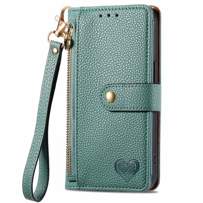 For Huawei Pura 70 Pro Love Zipper Lanyard Leather Phone Case(Green) - Huawei Cases by PMC Jewellery | Online Shopping South Africa | PMC Jewellery | Buy Now Pay Later Mobicred