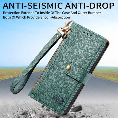 For Huawei Pura 70 Pro Love Zipper Lanyard Leather Phone Case(Green) - Huawei Cases by PMC Jewellery | Online Shopping South Africa | PMC Jewellery | Buy Now Pay Later Mobicred