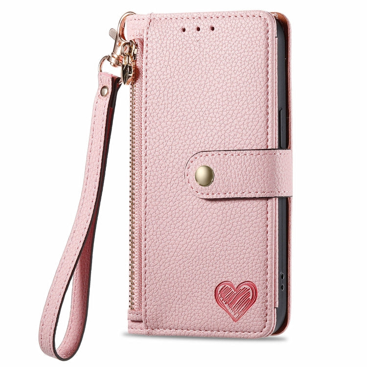 For Huawei Pura 70 Pro Love Zipper Lanyard Leather Phone Case(Pink) - Huawei Cases by PMC Jewellery | Online Shopping South Africa | PMC Jewellery | Buy Now Pay Later Mobicred