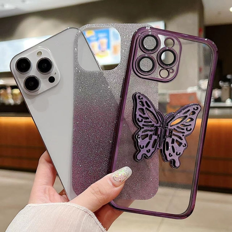 For iPhone 16 Plus Electroplated Gradient Glitter 3D Butterfly TPU Phone Case(Gradient Pink) - iPhone 16 Plus Cases by PMC Jewellery | Online Shopping South Africa | PMC Jewellery | Buy Now Pay Later Mobicred