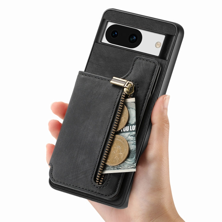 For Google Pixel 9 Pro XL Retro Leather Zipper Wallet Back Phone Case(Black) - Google Cases by PMC Jewellery | Online Shopping South Africa | PMC Jewellery | Buy Now Pay Later Mobicred