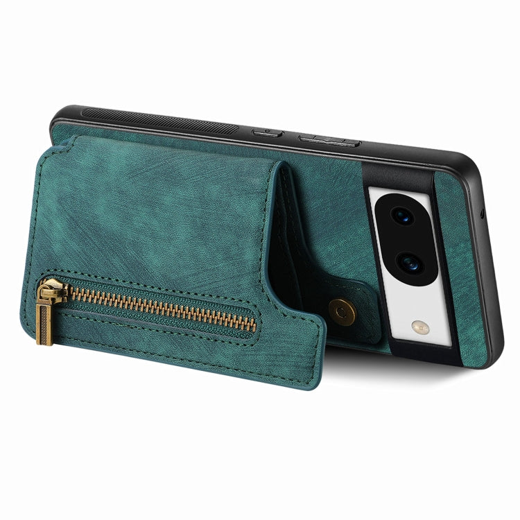 For Google Pixel 9 Pro XL Retro Leather Zipper Wallet Back Phone Case(Green) - Google Cases by PMC Jewellery | Online Shopping South Africa | PMC Jewellery | Buy Now Pay Later Mobicred